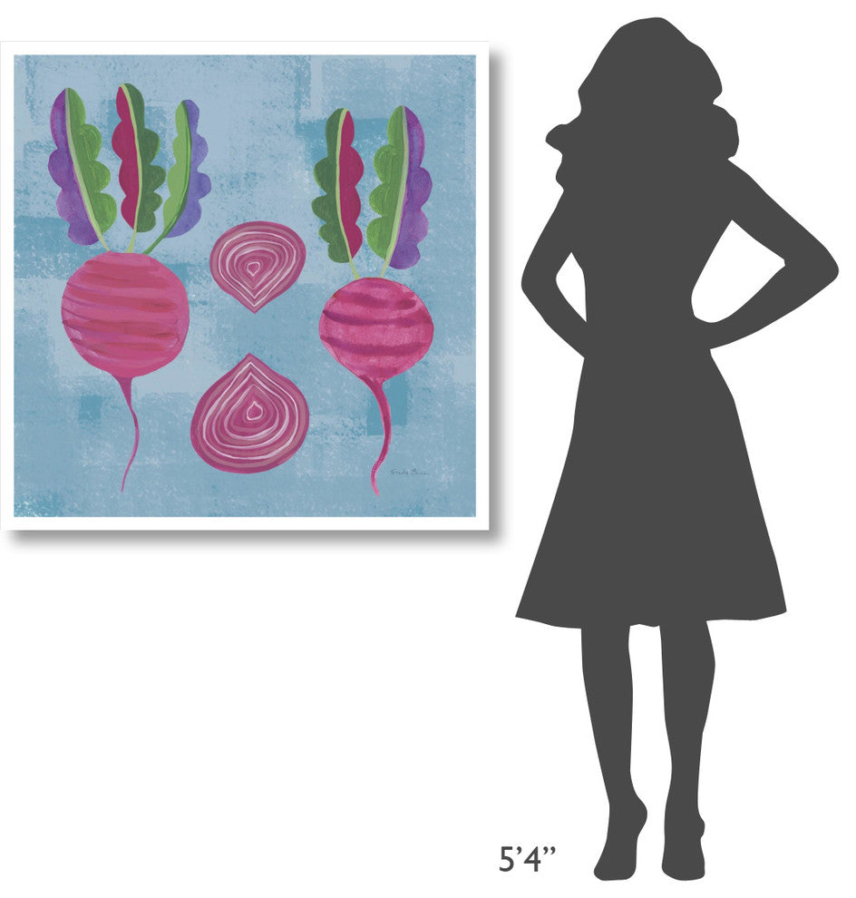 "Veggie Time IV Blue" Digital Paper Print by Farida Zaman, 38"x38"