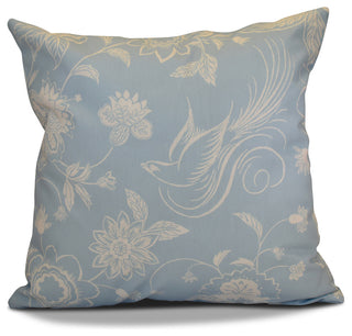 Decorative Holiday Pillow Floral Print, Light Blue, 18"x18"