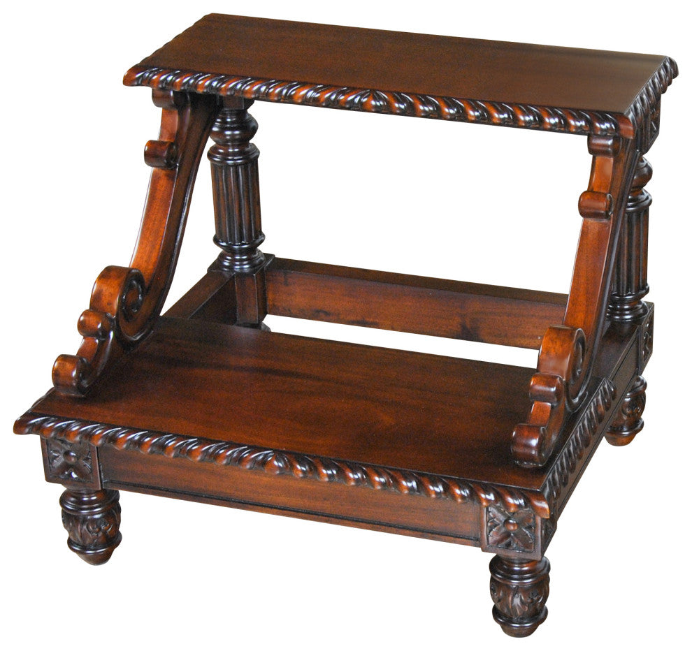 NBR101 Carved Mahogany Bed Step