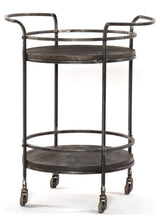 Onyx Glen Bar Cart in Transitional Gray Finish on Solid Wood with Iron Frame