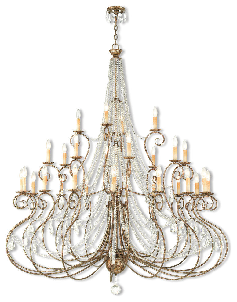 Livex 51920-36 28 Light Grand Foyer Chandelier, Hand Applied European Bronze
