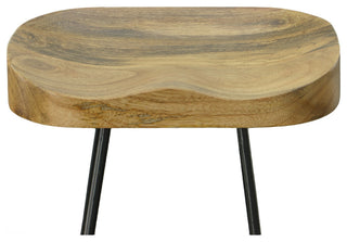 Stationary Solid Mango Wood Seat Tractor Stool, Natural/Black