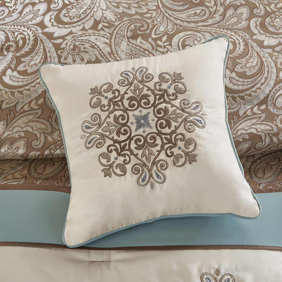 Madison Park Caroline Jacquard 7 Piece Comforter Set in Blue