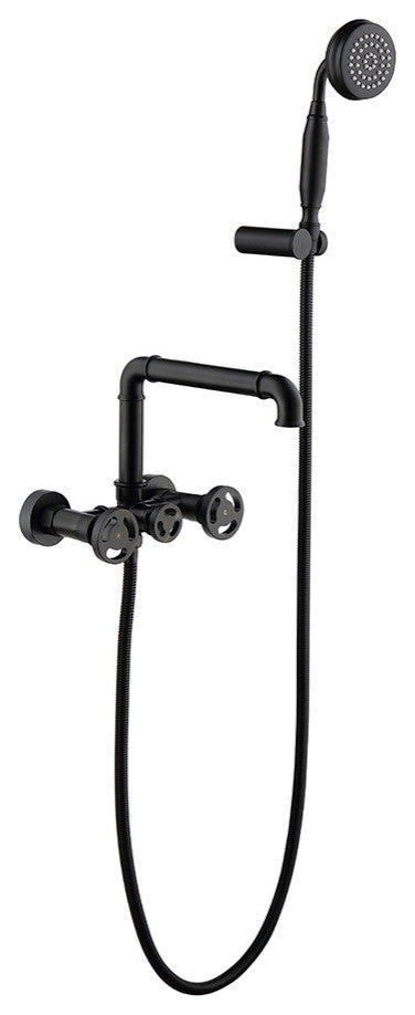 Ruth Industrial Pipe Wall Mounted Bathtub Filler Faucet with Hand Shower