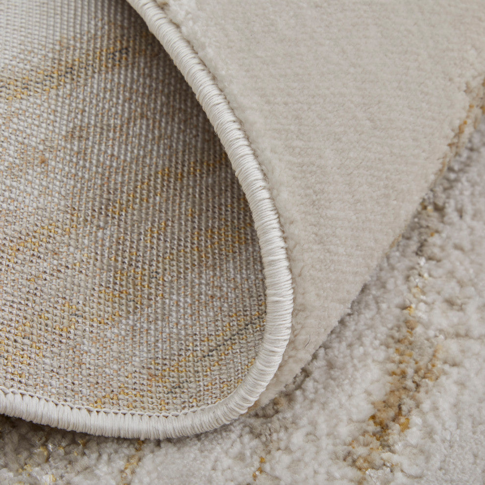 Tripoli Modern Abstract, Ivory/Taupe/Gold, 5'x8' Area Rug