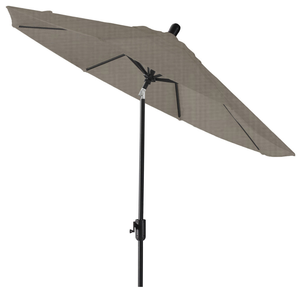 9' Round Push Tilt Market Umbrella, Black Frame, Sunbrella, Graphite