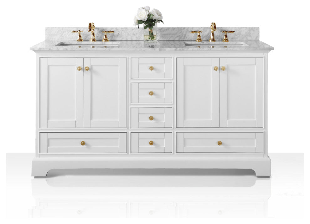 Audrey Vanity Set, White, 66", Gold Hardware, No Mirror