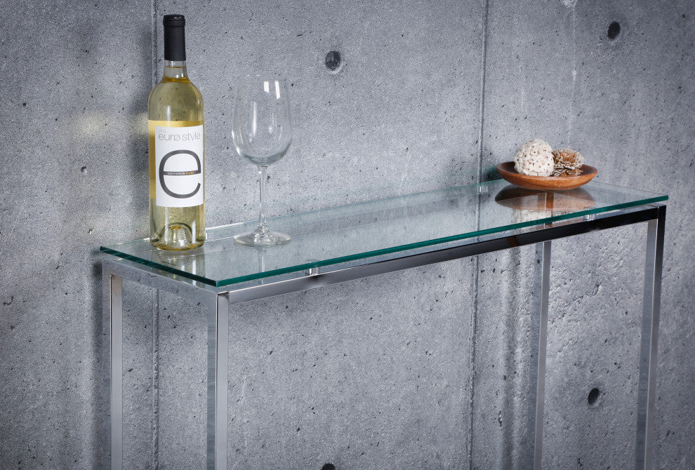 Sandor Console Table, Clear Glass/Chrome