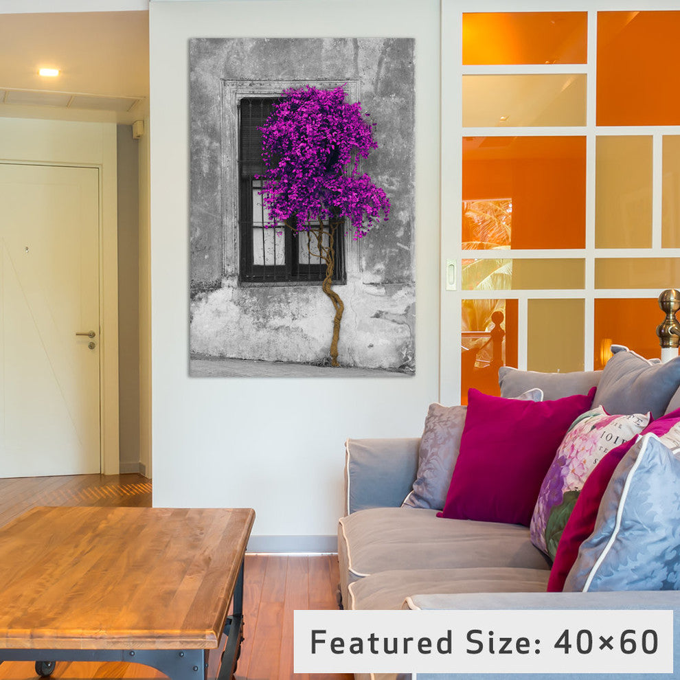 "Tree in Front of Window Purple Pop Color Pop" by Panoramic Images, 40x26x1.5"