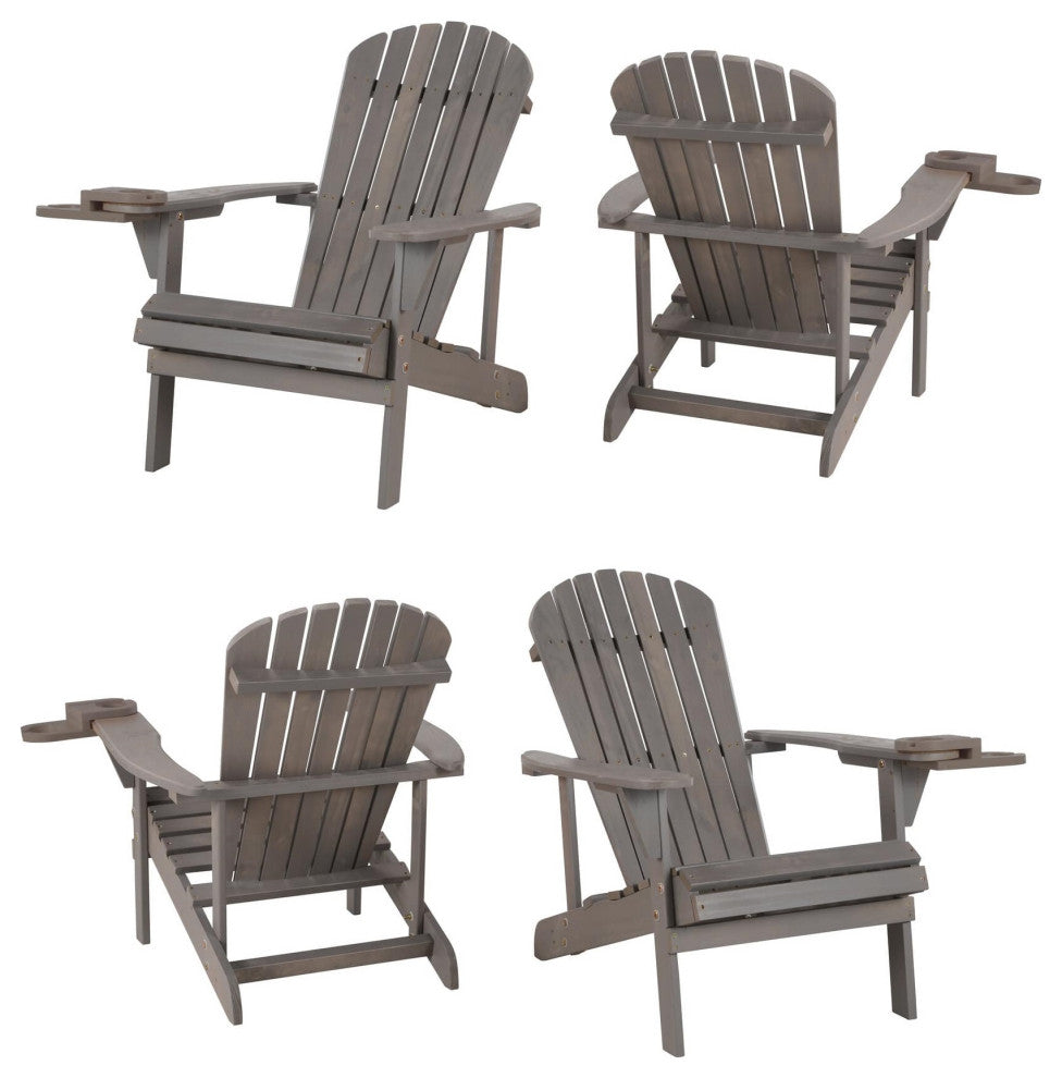 Earth Collection Adirondack Chair With phone and cup holder, Dark Gray, Four Adi