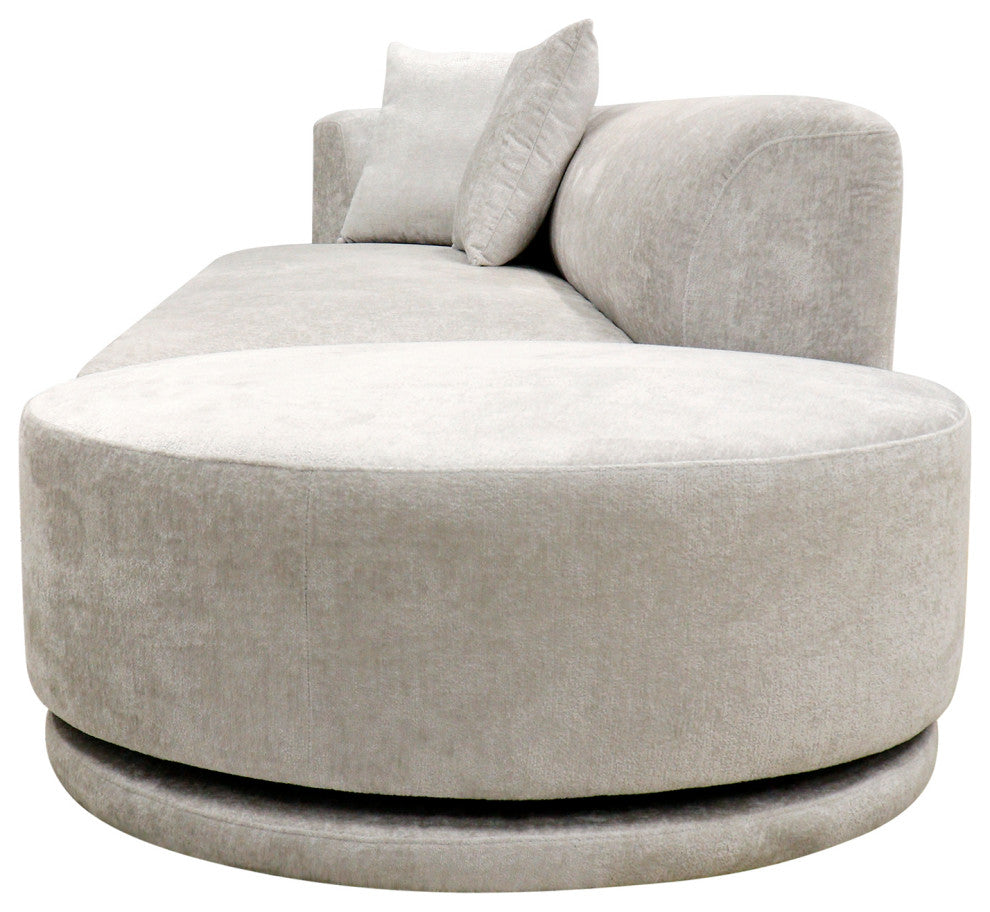 Pasargad Home Noho Amalfi Design Sofa With Swivel Ottoman and Pillows, Beige