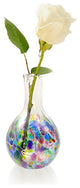 American Made Blown Glass Heart-Stemmed Bud Vase, Rainbow