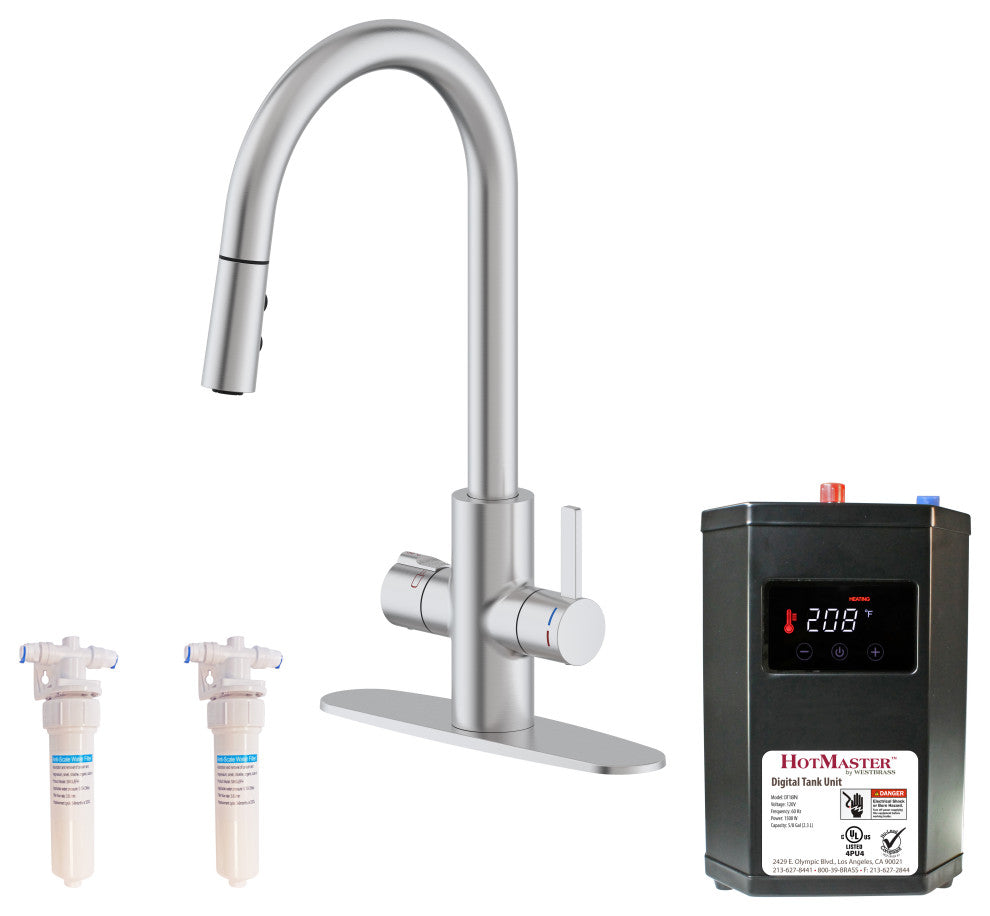 HotMaster 4 in 1 Instant Hot Kitchen Faucet with Tank, Stainless Steel