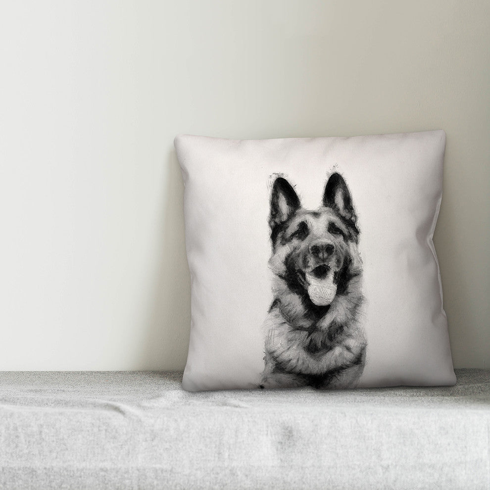 German Shepherd Sketch 18x18 Throw Pillow