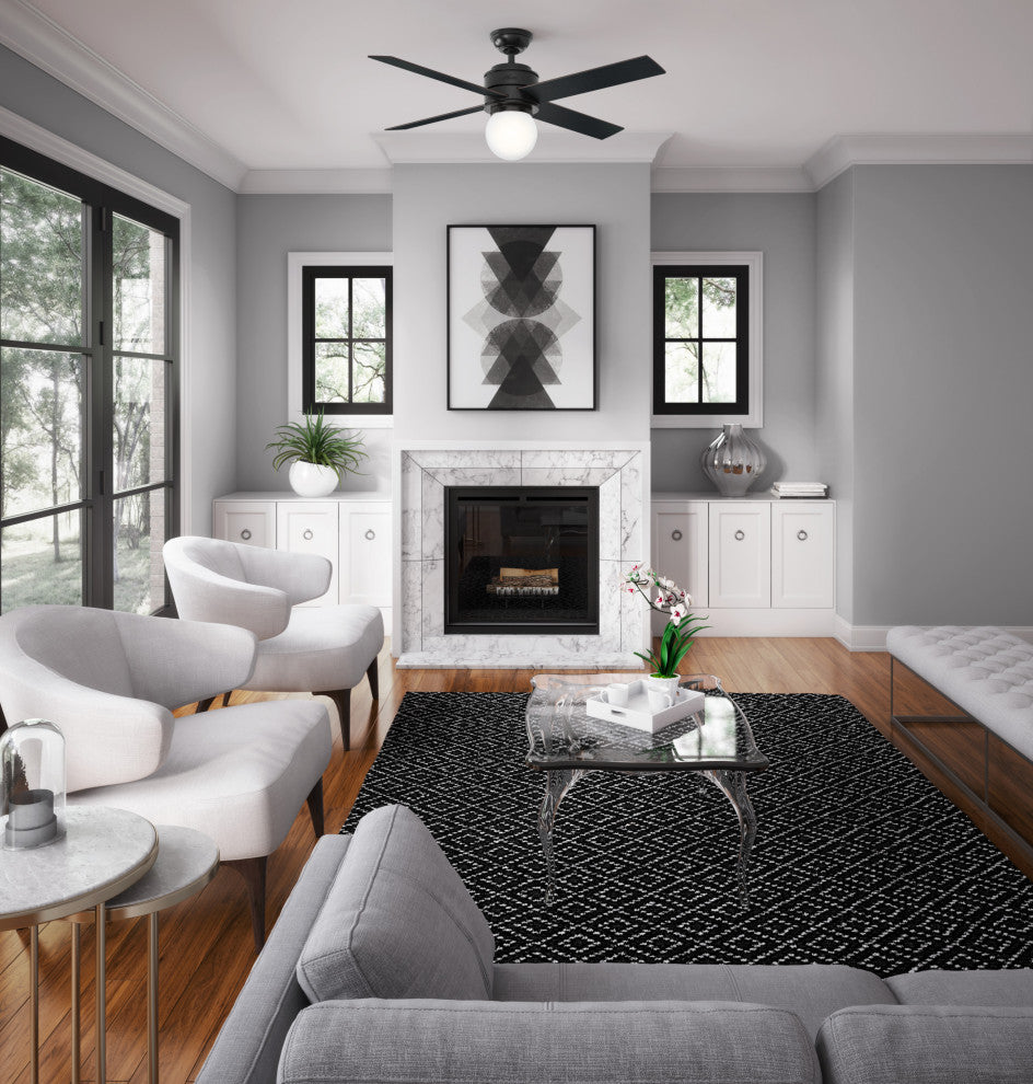 Hunter Fan Company  52" Hepburn  Ceiling Fan With Light With Wall Control, Matte
