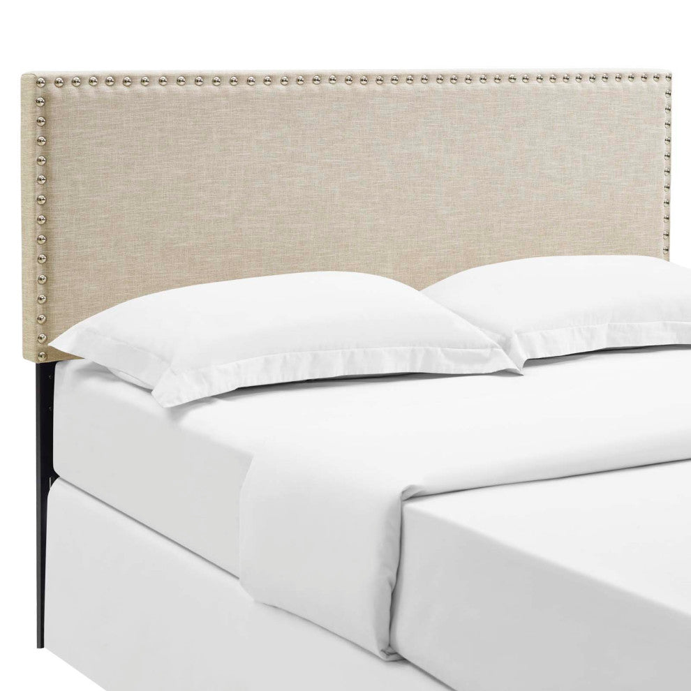 Beige Phoebe Queen Upholstered Fabric Headboard