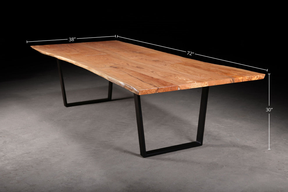 Urban Lumber Classic Live Edge Dining Table With Timberbeast Base, Oak, 72"