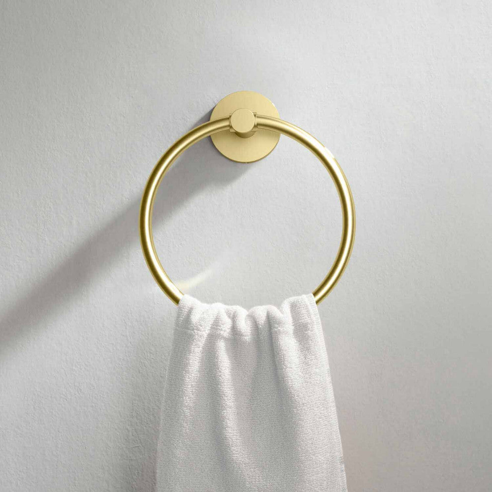 Circular Bathroom Towel Ring, Brushed Gold
