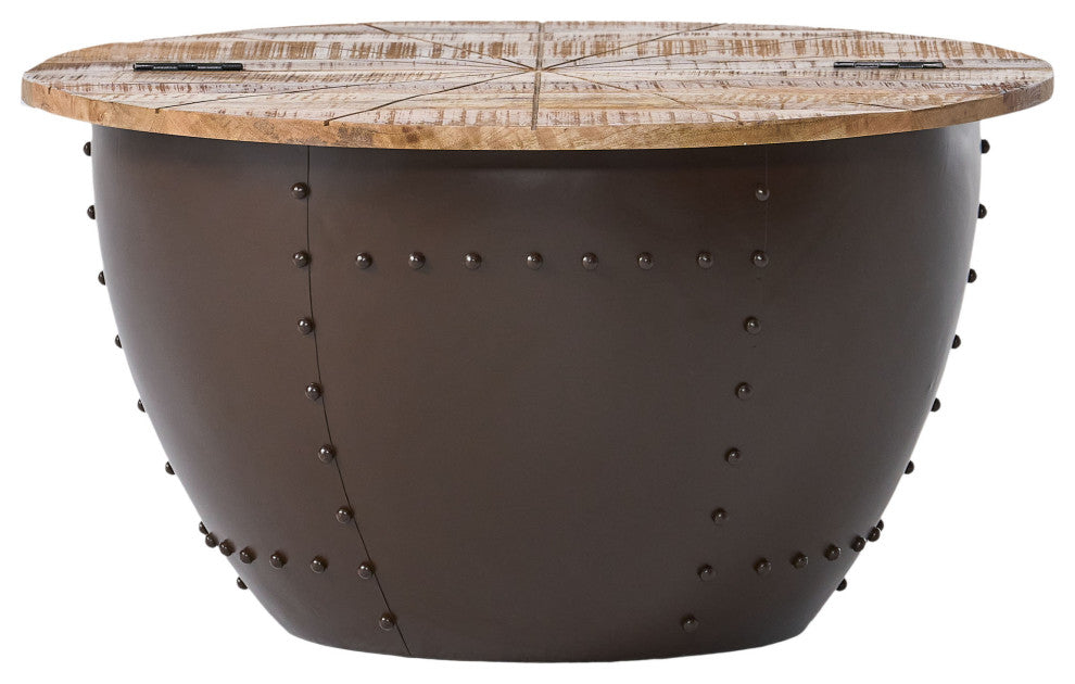Bacall  Handcrafted Boho Mango Wood and Iron Accent Table