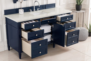 Brittany 60" Victory Blue Single Vanity w/ 3 CM Arctic Fall Solid Surface Top