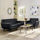 Modern Urban Contemporary 2-Piece Set Leather Living Room Set, Black Leather