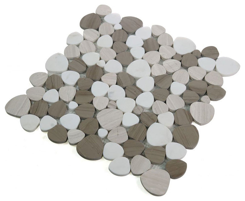 Marble Pebbles Mosaics Heart Shape - Athens Grey - Floor Wall Tile