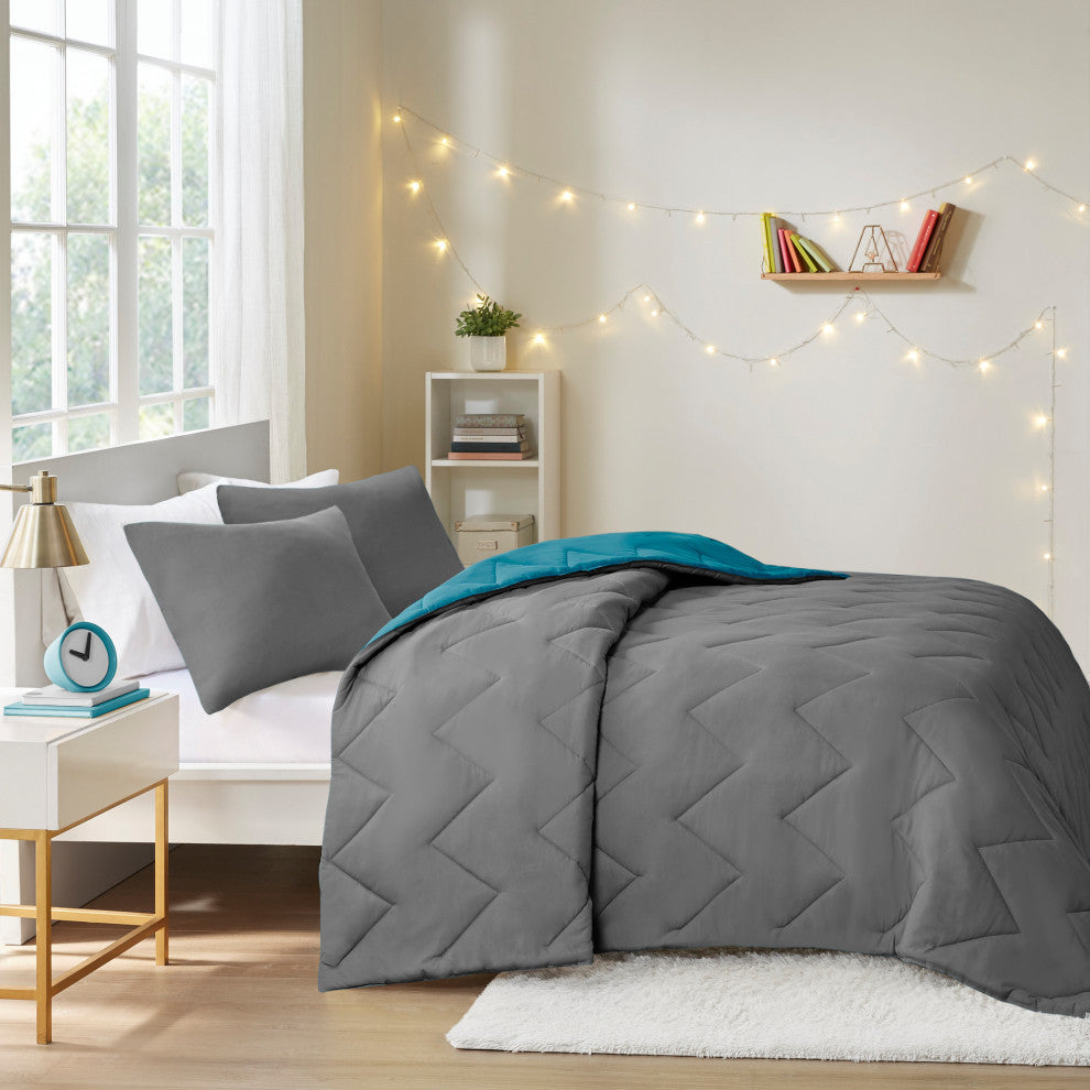 Intelligent Design Microfiber Solid Comforter Mini Set, Full/Queen