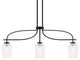 Cavella 3 Light Island Light, Matte Black Finish, 5" Clear Textured Glass