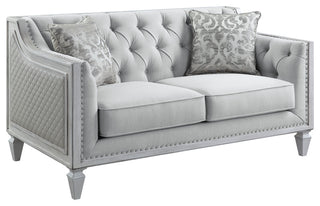 ACME Katia Loveseat in Gray Linen &White Finish