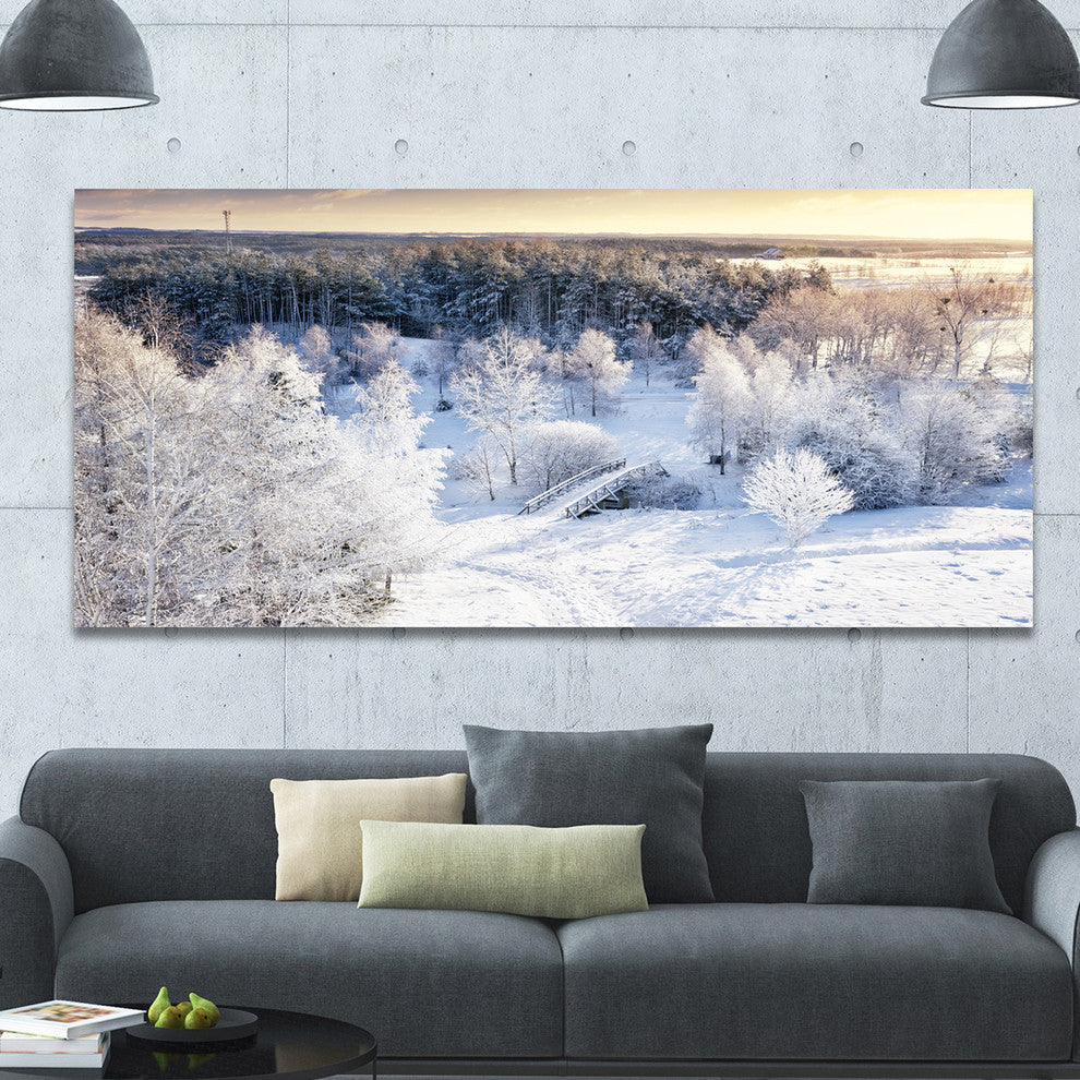 Beautiful Winter Panorama, Large landscape Canvas Art Print, 60"x28"