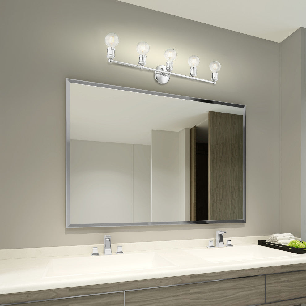Livex Lighting Lansdale 5 Light Polished Chrome ADA Large Vanity Sconce