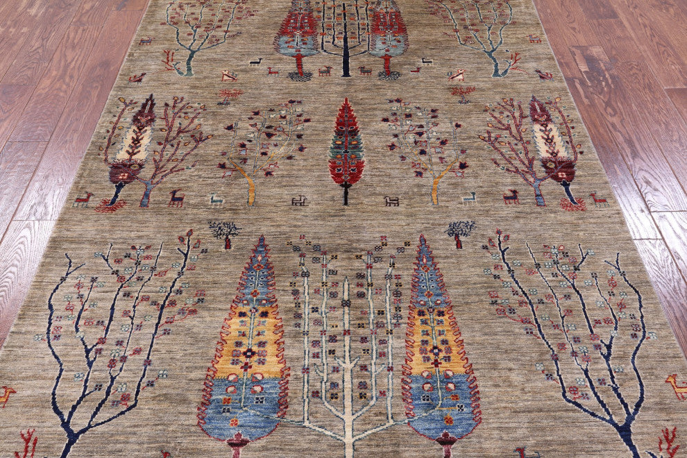 5' 2" X 7' 10" Hand-Knotted Tribal Persian Gabbeh Rug Q8022