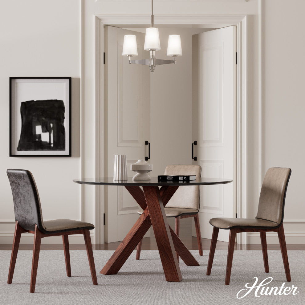 Nolita Brushed Nickel with Cased White Glass Glass 3 Light Chandelier Ceiling