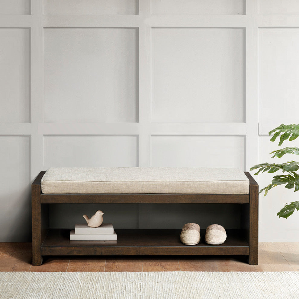 Madison Park Ivan Accent Bench with Lower Shelf in Brown
