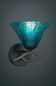 Revo Wall Sconce In Dark Granite, 7" Teal Crystal Glass