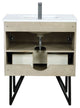 Lancy Modern Rustic Acacia 30" Square Sink Bathroom Vanity, Labaro Rose Gold Fau