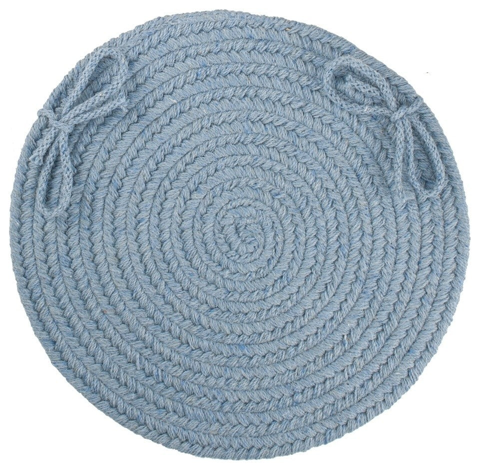 Rhody Rug Wool Solid Chair Pad, Blue Bonnet, 15"