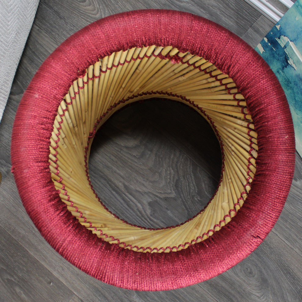 Natural Geo Handwoven Red Decorative Planter with Pot