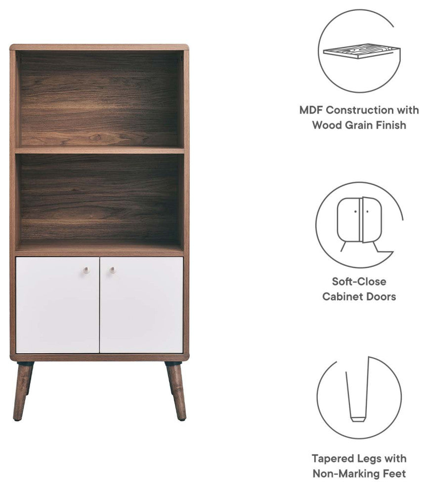 Transmit Display Cabinet Bookshelf, Walnut White