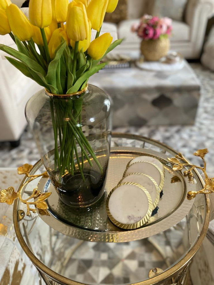 Marble Coaster Set of 4 with Gold Edged