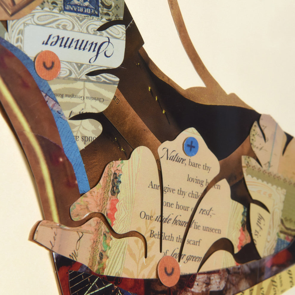 High Heeled Hand Made Dimensional Collage Framed Wall Art Under Glass