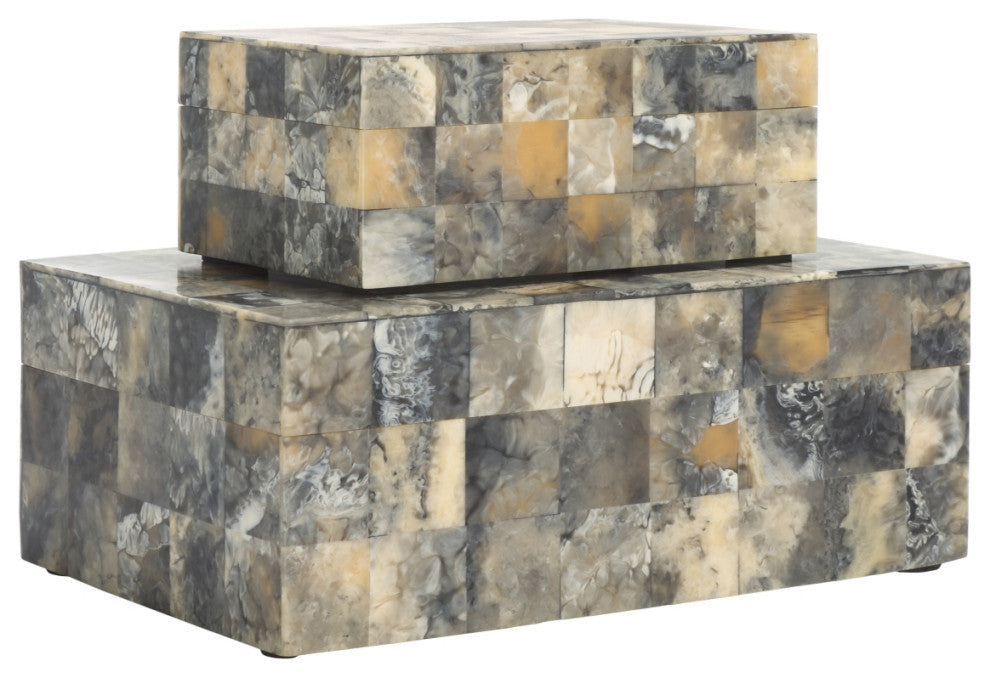 Safavieh Lori Decor Box, Set of 2, Antique Green/Horn