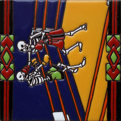 6x6 Boxing. Day-Of-The-Dead Clay Tile