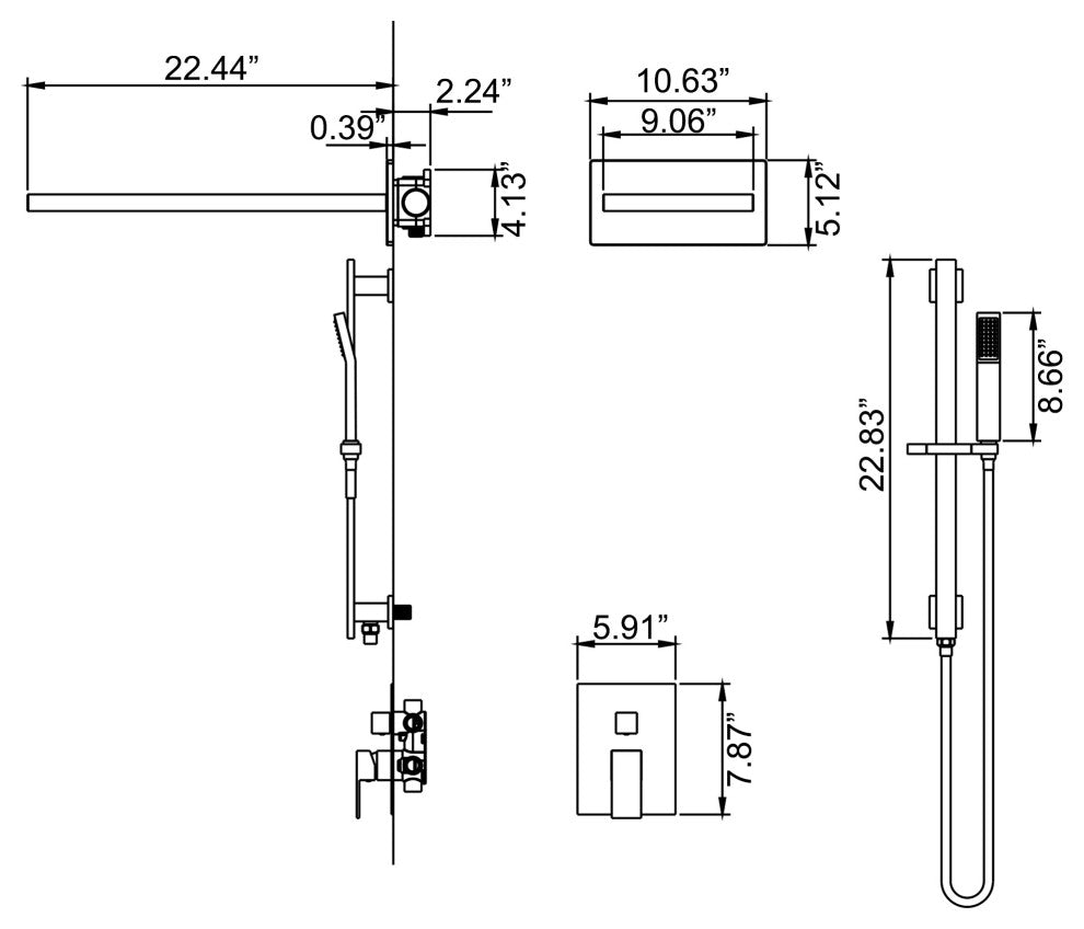 3 Function Pressure Balance Shower System with Handshower and Rough-in Valve