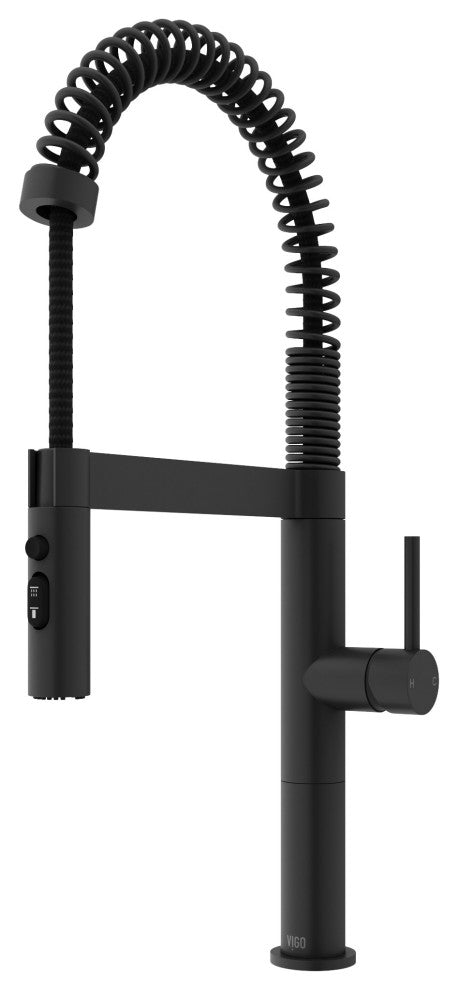 VIGO Edison Pro 20" H Single Handle Pull-Down Sprayer Kitchen Faucet, Matte Black