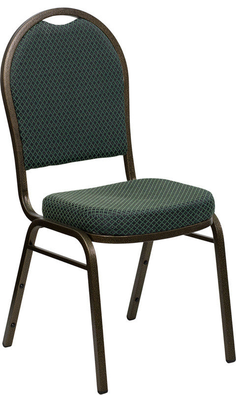 Dome Back Stacking Banquet Chair in Green Patterned Fabric