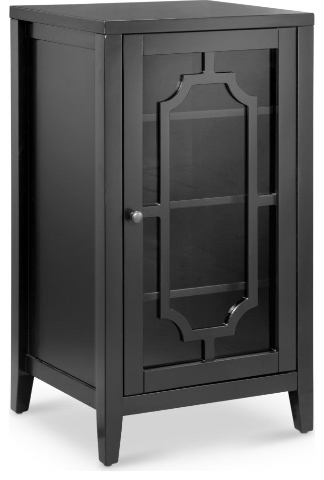 18" X 16" X 33" Black Accent And Wine Cabinet