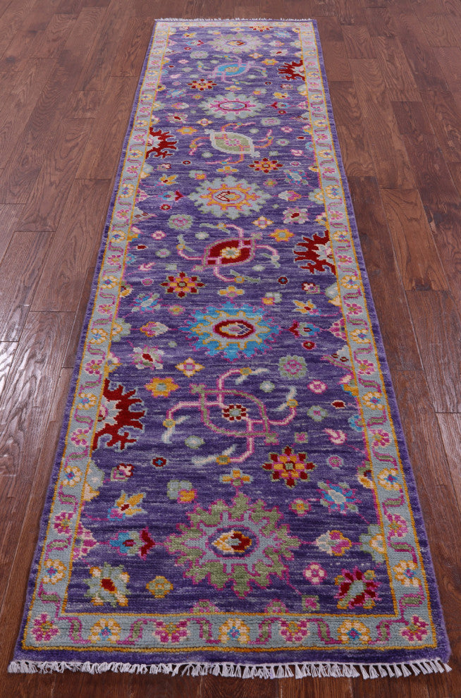 2' 6" X 10' 4" Runner Turkish Oushak Handmade Wool Rug - Q15496