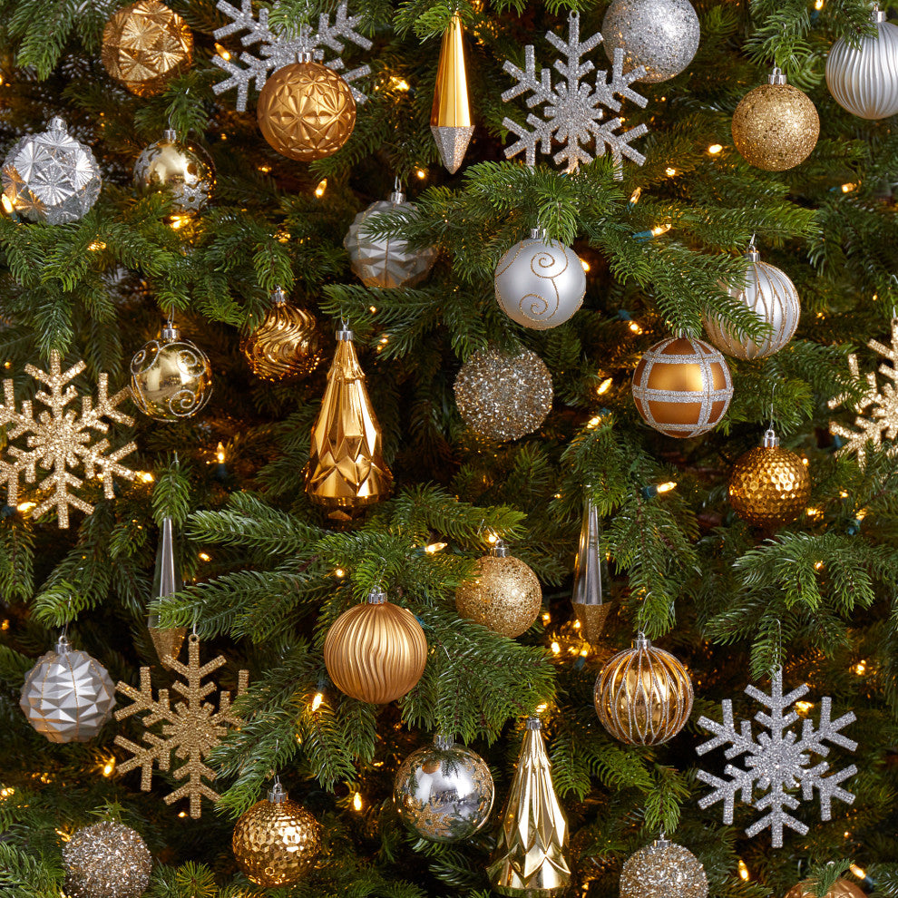 Shatterproof, 52 Count Xmas Tree Ornament Set, 80mm to 150mm With Reusable Tray