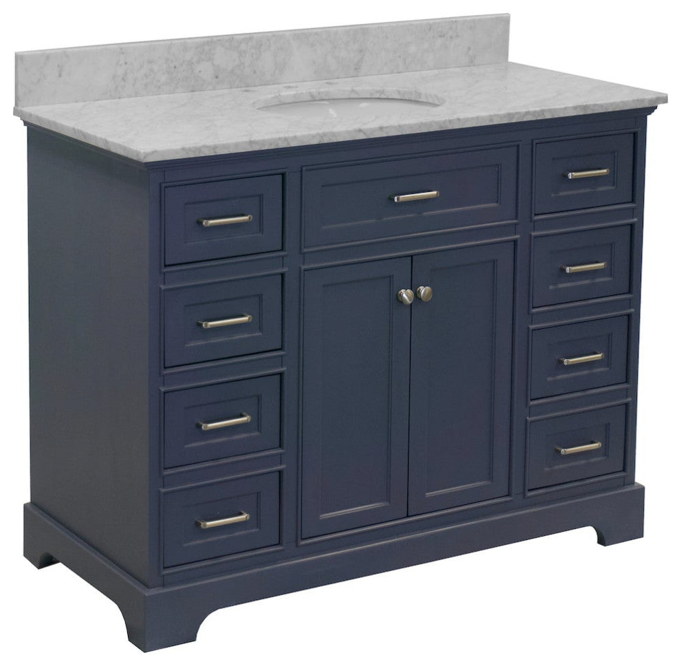 Aria 48" Bathroom Vanity, Marine Gray, Carrara Marble
